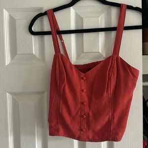 Abercrombie size small coral crop linen